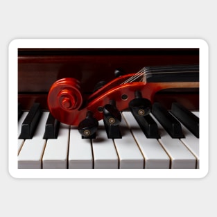 Violin Scroll On Piano Keys Sticker